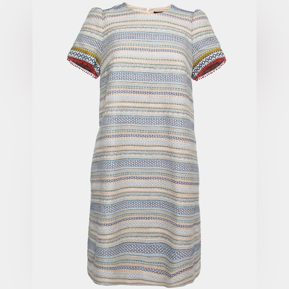 Max Mara Weekend - Multicolored Textured Cotton Shift Dress w/Pockets Size: M